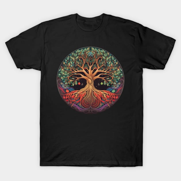 Forbidden Fruit Tree of Life Illustration T-Shirt by Dragonfly Tees